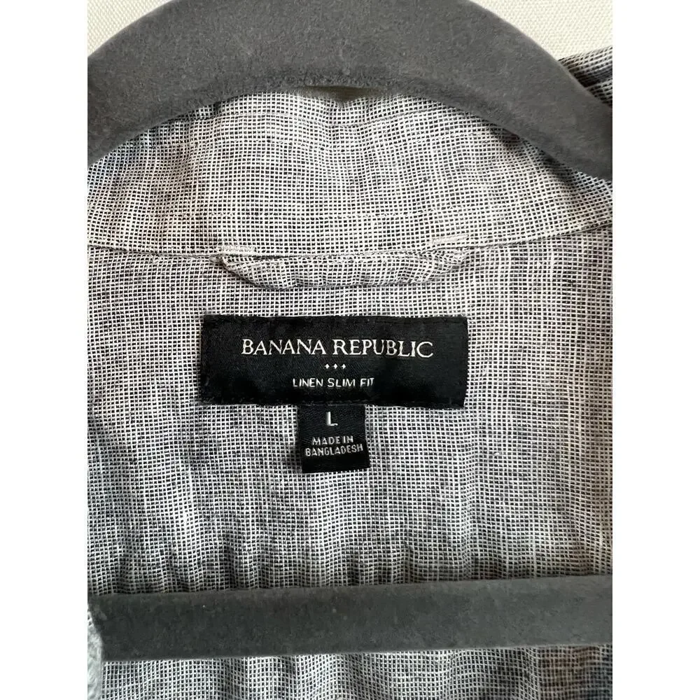 Banana Republic Men's Grey Button Down Top Size Large